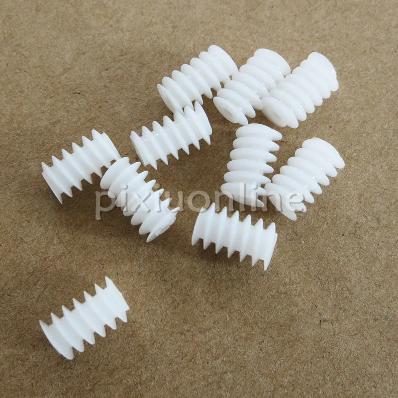 

10pcs/lot White Right Hand Plastic 6*10 Worm 2mm Hole Diameter Turbine 0.5 Module Reduction Gears DIY Model Parts J256