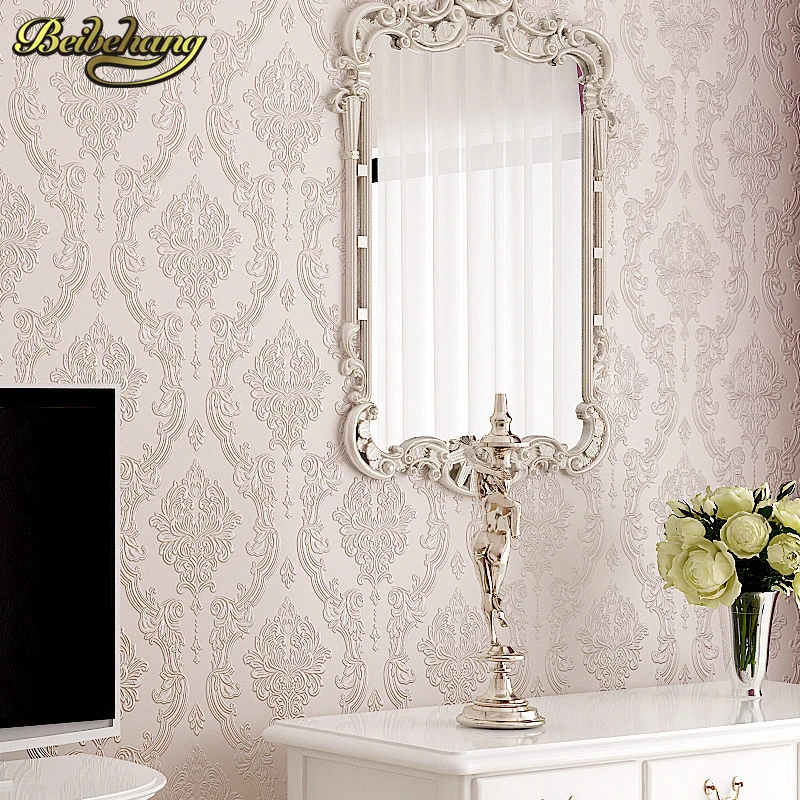 beibehang Embossed embossed Luxury Wall paper Home Decor Background Damask Wallpaper roll Wallcovering WallPaper for Living Room