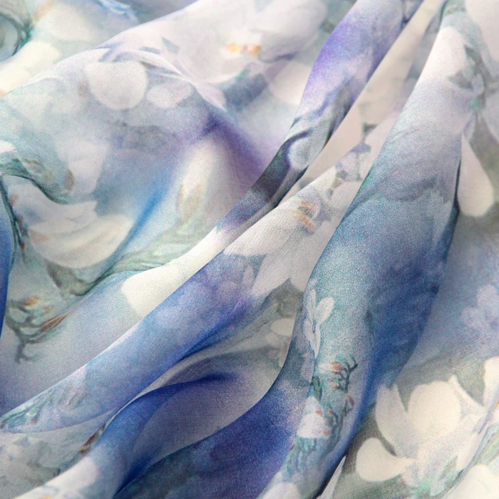 100% Pure Print Silk Chiffon Fabric 8mm Width 53\