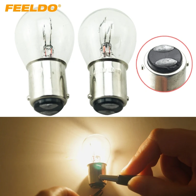 

FEELDO 50pcs 24V 1157 BAY15D P21/5W S25 Car Clear Glass Lamp Brake Tail Bulb Truck Bus Indicator Halogen Lamp #HQ1690