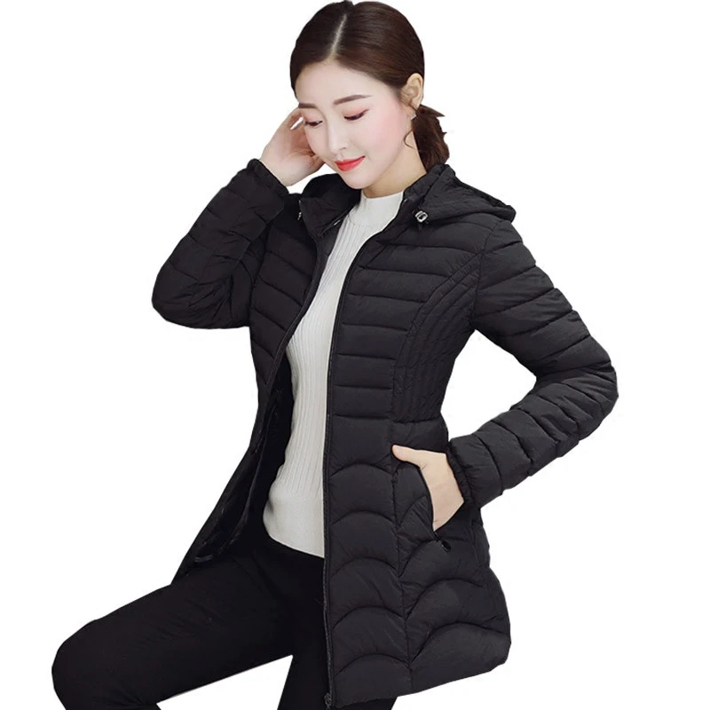 2022 Women Parkas Winter Down Cotton Jacket Thicken Warm Slim Hooded Outerwear Female Cotton Padded Coats Casual Outwear 445