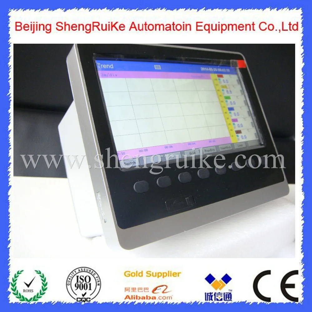 English Menu Color Display 6 channels Paperless Temperature Chart recorder / Temperature Controller