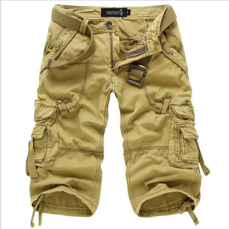 Neue Sommer Casual Shorts Herren Gerade Feste Sport Shorts Männer Jogger Cargo-Shorts Mode Baumwolle Knielangen Jogginghose Mann
