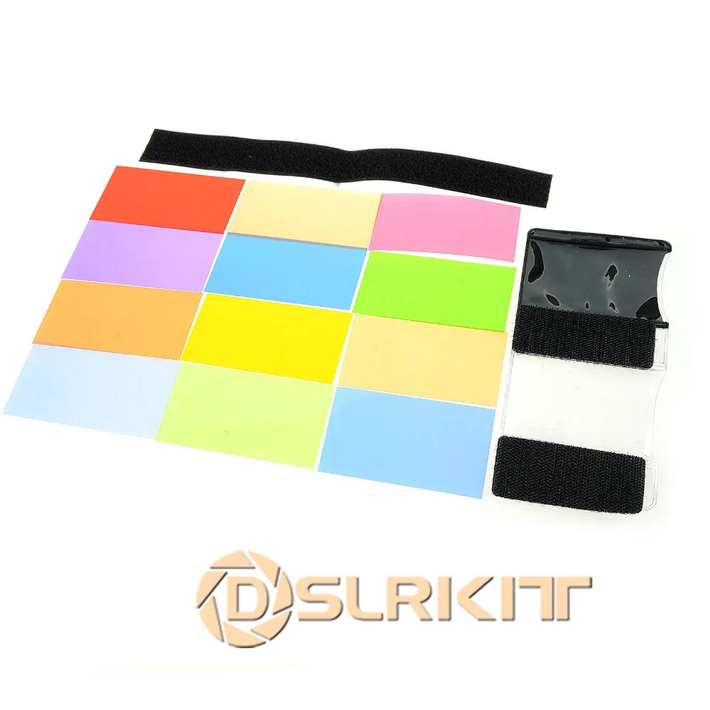 DSLRKIT 12 PCS Flash Color Card Diffuser Set Lighting Pop Up Filter kit