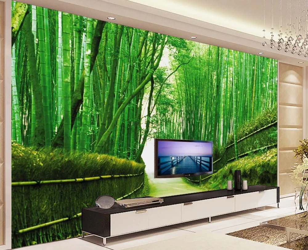 

Chinese murals wallpaper Bamboo landscape painting TV background wallpaper 3d mural wallpaper Wall Decoration