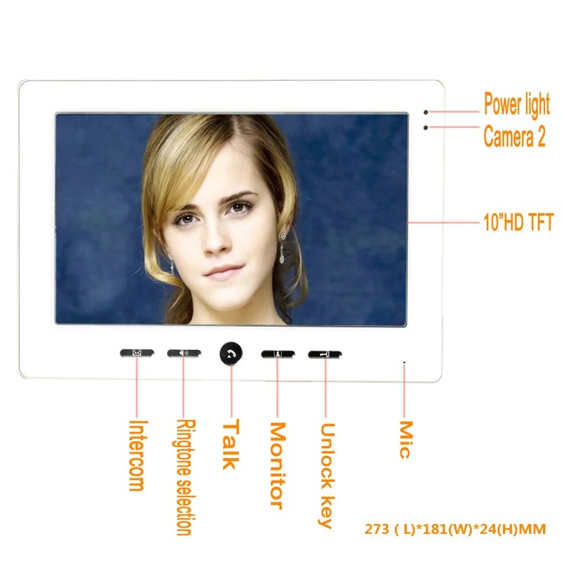 Fingerprint IC Card Video Door Phone, Doorbell Intercom, Door Access Control System, Night Vision Segurança, CCTV Camera, 10"