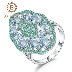 GEM'S BALLET 3.65Ct Natural Sky Blue Topaz Hyperbole Ring 925 Sterling Sliver Gemstone Vintage Ring For Women Party Fine Jewelry