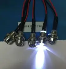 3V 5V 6V With Metal LED Holder F3 3mm White Red Green Blue Yellow Orange LED Lamp Light With 20cm Wire  x 100pcs