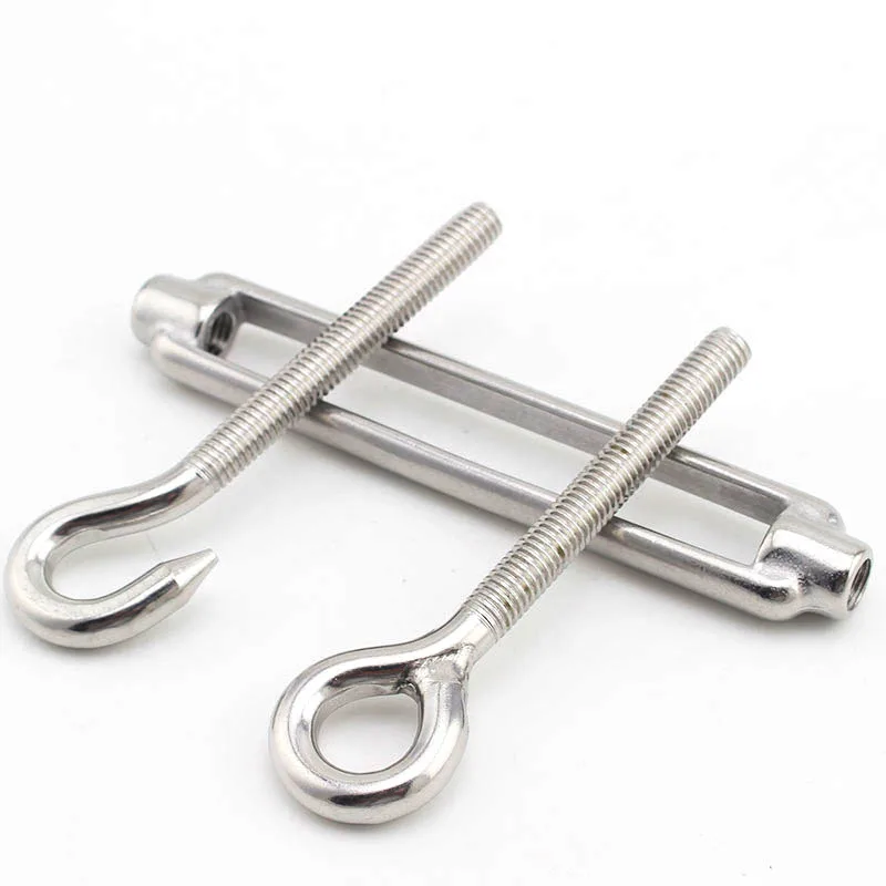 1Pcs M4 M5 M6 M8 M10 Stainless Steel 304 Adjust Chain Rigging Hooks & Eye Turnbuckle Wire Rope Tension Device Line Oc Oo Cc Type