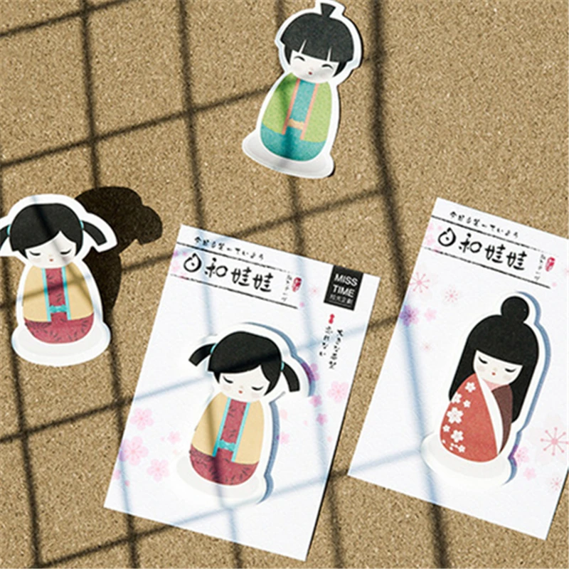 30 Pages 54x82mm Japanese Dolls Stickers Album Items Decorative DIY N Times Card Sticky Note School Office Supplies