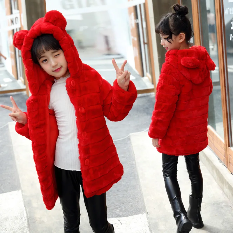 Girls Winter Coat Thicken Fur Hooded Children\'s Jackets for Teenage Girls Clothes Kids Jackets Outerwear Abrigos Y Chaquetas