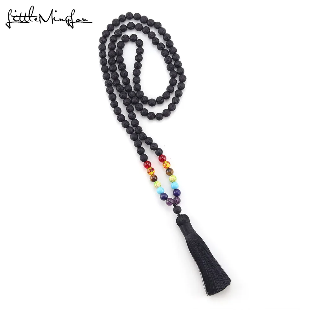 

Fashion Long Tassel Yoga Jewelry Multi Stone Buddha Halsband Seven Chakras Women Necklaces Long Necklace Wife Best Gift