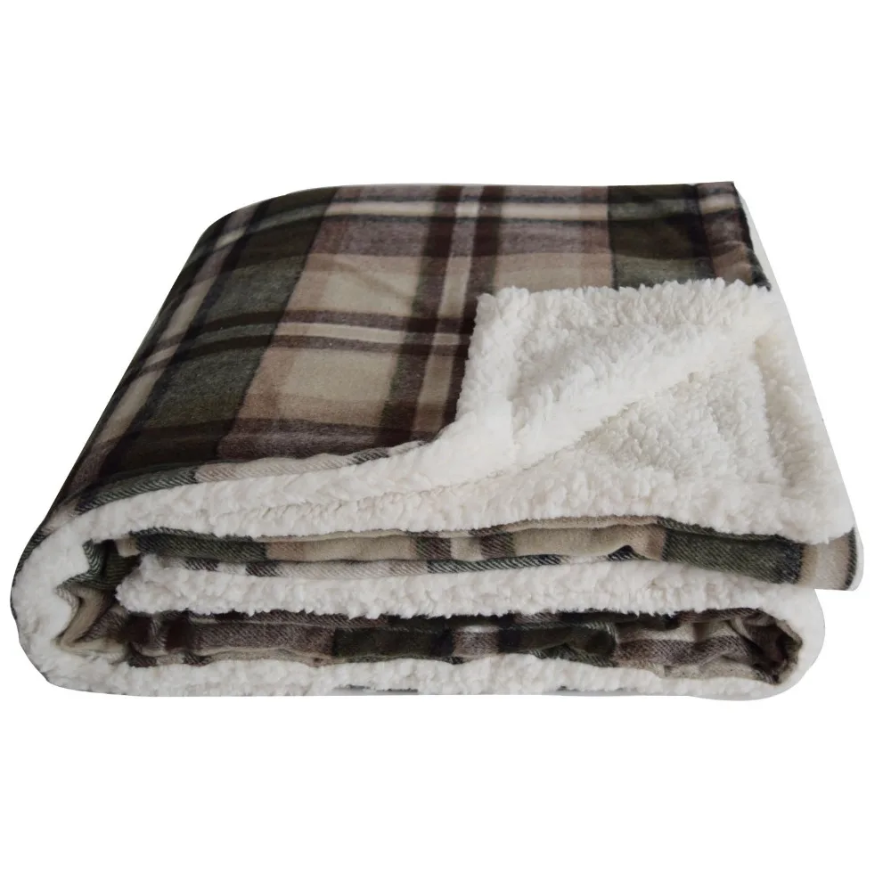 High Density Thick Soft Sherpa Blanket Plaid Double Side sprin Winter Thick Warm Blanket Super Warm Throw on Sofa/Bed/Travel