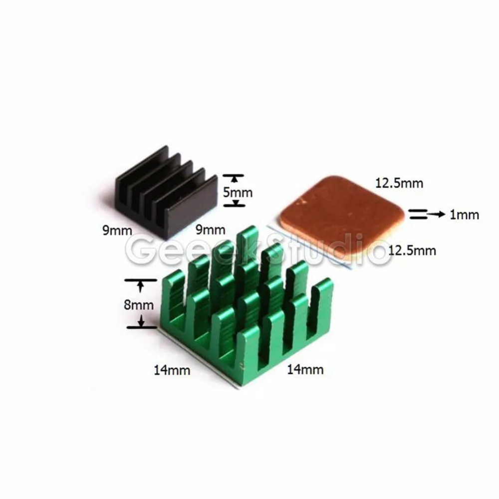 5 Sets of 3PCS Aluminum & Copper Heat Sinks Cooling Heatsink for Raspberry Pi 2 / 3 Model B