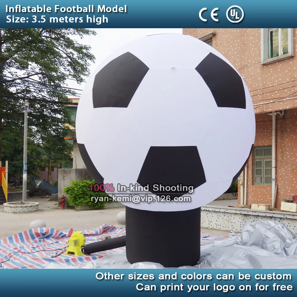 Free shipping 3.5m high inflatable football model giant inflatable soccer balloon for display with blower