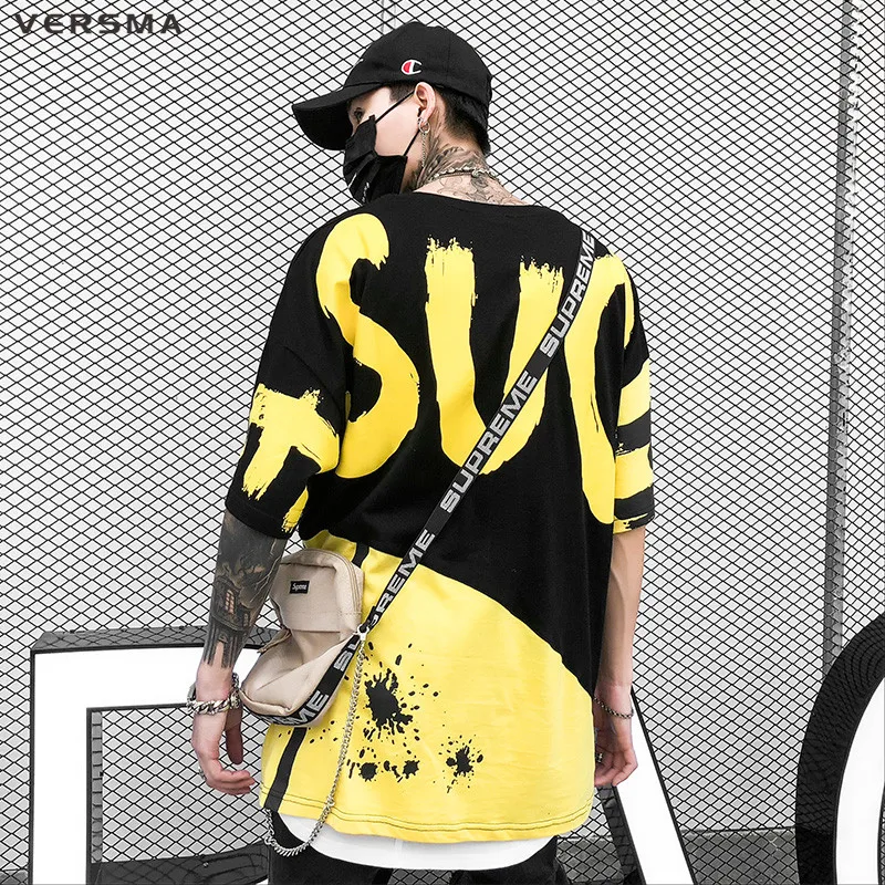 

VERSMA Korean Harajuku Ulzzang Letter Printed T-shirt Men Women Summer Chic Hip Hop Streetwear BF Oversized Tshirts Dropshipping