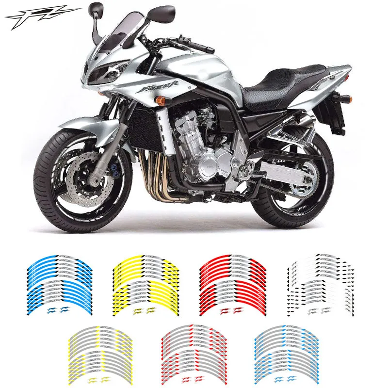 Motorcycle front and rear wheels Edge Outer Rim Sticker Reflective Stripe Wheel Decals For YAMAHA FZ