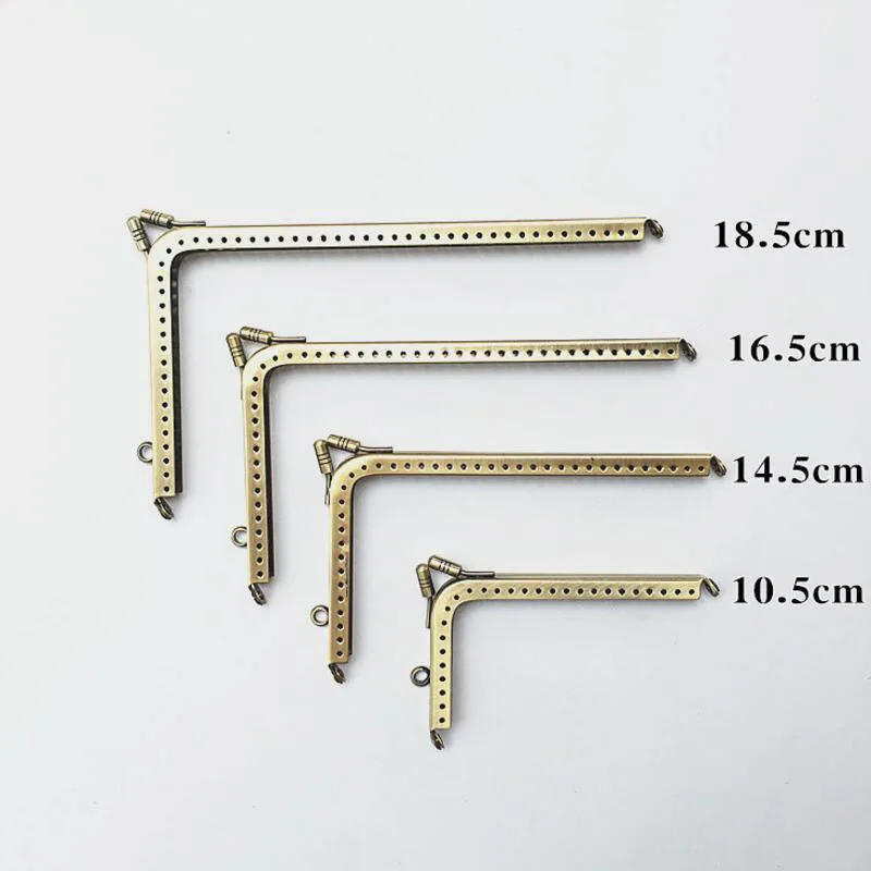 10 PCS 10.5 14.5 16.5 18.5cm L shape Smooth bronze Right Angle Coins Purse Frames DIY Metal Kiss Clasp Bags accessory for sewing