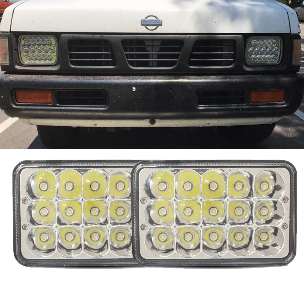 2PC 45w Rectangle 7x6 5x7 Led Headlights Replacment 6052 6054 H5054 H6054 Led HeadlampHi/Low Led Sealed Beam H4 Plug