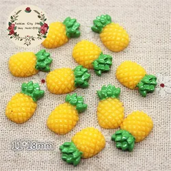 Artesanía de resina de piña de fruta Kawaii, suministro de Arte de comida en miniatura, cabujón plano, bricolaje, artesanía decorativa, álbum de recortes, 11x18mm, 30 piezas