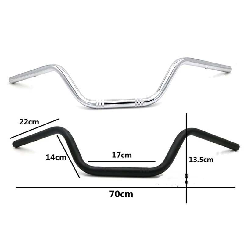 Motorcycle High Handlebar 22MM Universal Classic Silver Black Handle Bar for Motorbike Retro Scooter Motor Vintage Handlebars