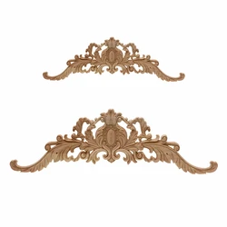 RUNBAZEF Woodcarving Furniture Vintage Home Decor Decoration Accessories Solid Wood Applique Carved Long Flower Piece Miniature