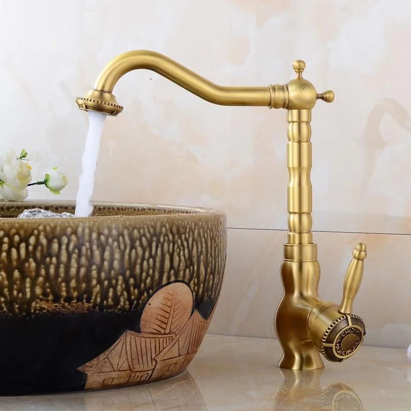 antique bronze basin faucet bathroom deck mounted faucet hot and cold mixer tap Height up faucet