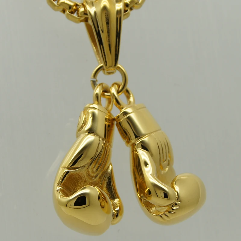 plating mini pair shiny boxing glove stainless steel 24'' basket chain pendant necklace