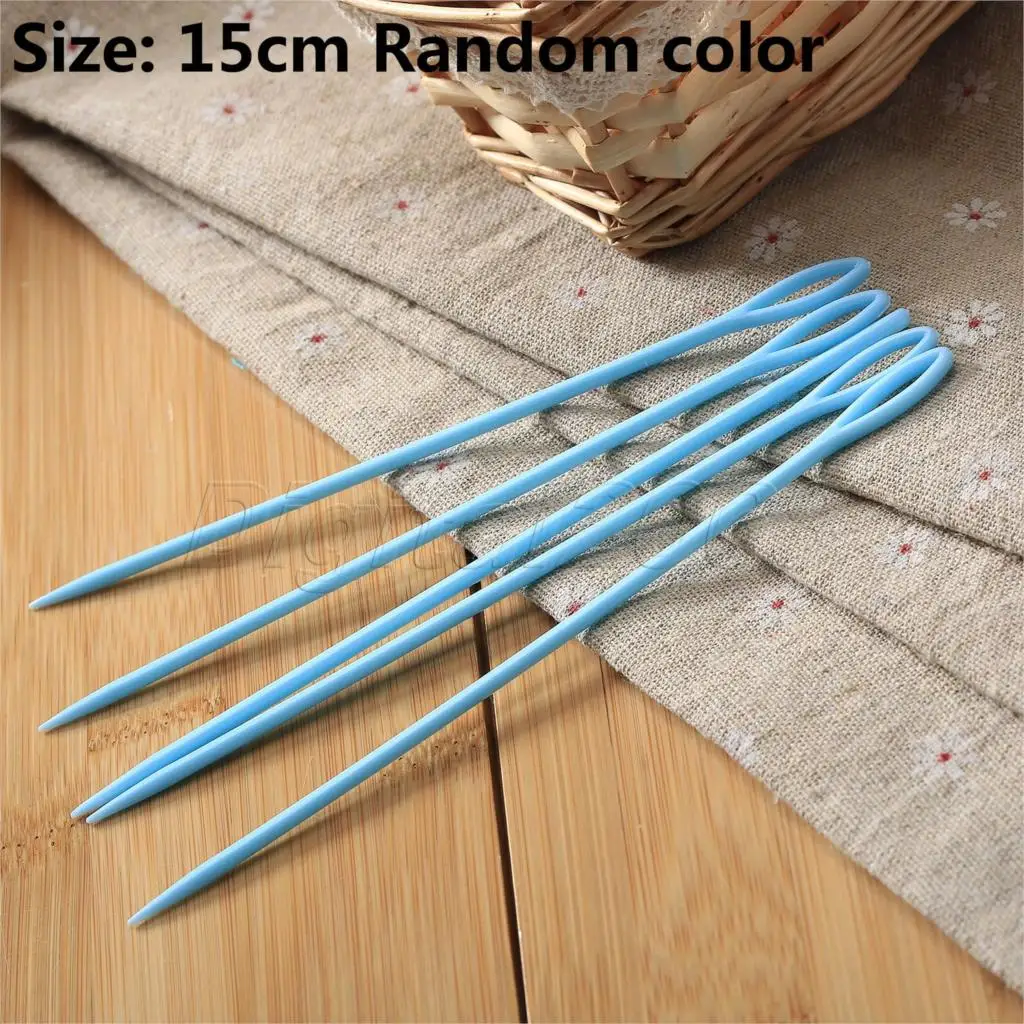 

5X Plastic 15cm Threading Darning Needles Stitchery Needles Large Eye Wool Sewing Embroidery Tapestry Needles Color Random