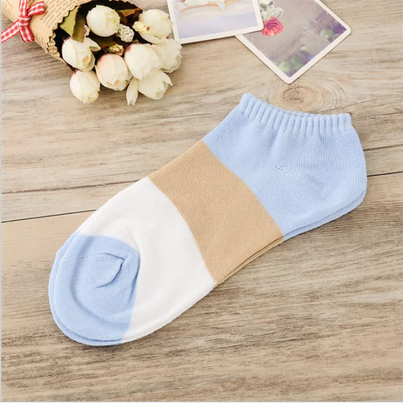 Summer sweets Wide stripe Colour Fashion cute Cotton Women Socks Female Kawaii Short Socks Slippers Women Casual Soft Funny Boat