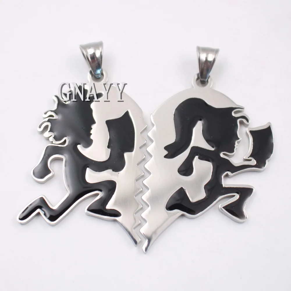 GNAYY Neodesign Jewelry Rock Black Stainless Steel ICP Crazy clown Heart hatchet man women pendant necklace rolo chain 24''