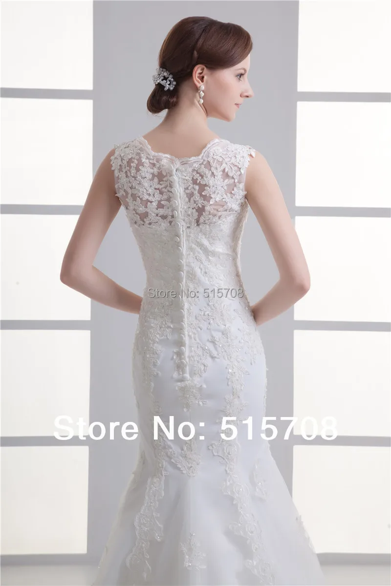 Vestidos de novia elegantes con cuentas de encaje y cuello transparente, vestidos de novia con cremallera, cola de corte, sirena, vestidos de novia personalizados