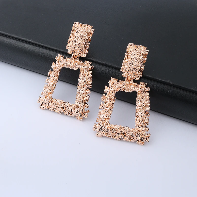 2019 Vintage Big Clip On Earrings Without Piercing Statement Hanging Earring Metal Ear Clips for Women Party Fashion Jewelry image 2