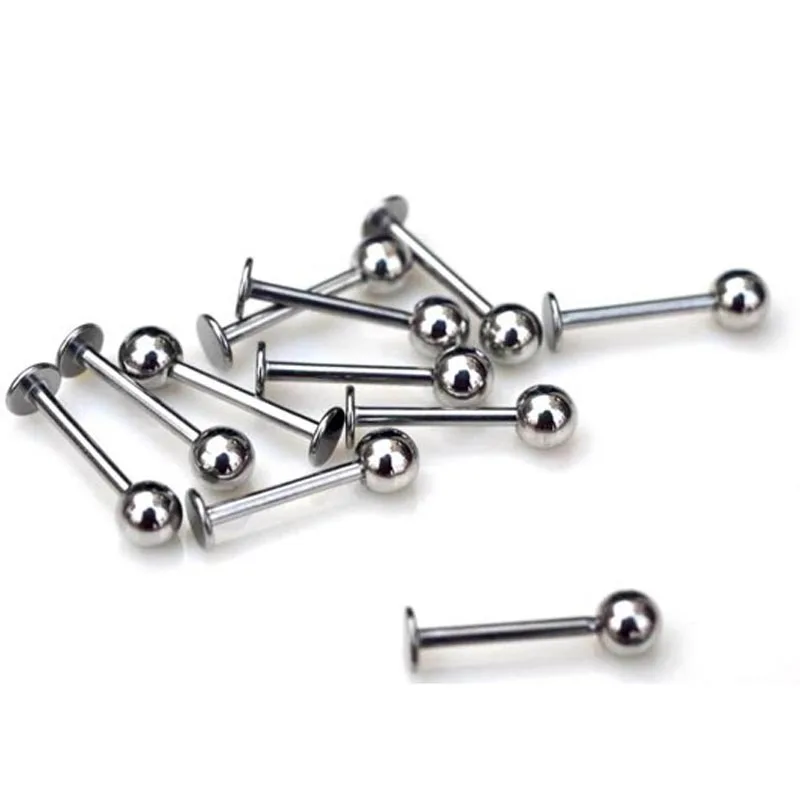 PINKSEE10pcs 18G Ball Labret Lip Ring Nose Ear Bar Stud Stainless Steel Piercing Body Jewelry Wholesale