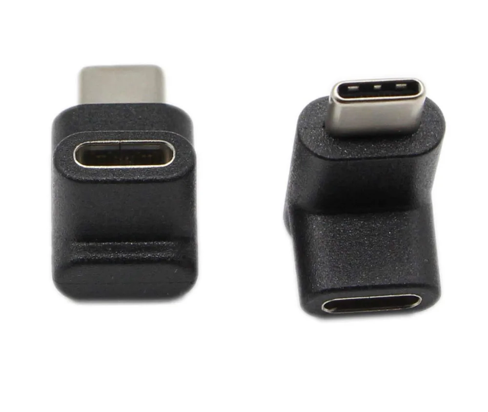 2PACK 90 degree USB C male female adapter tilted up and down USB-C adapter USB 3.1 C-type connector