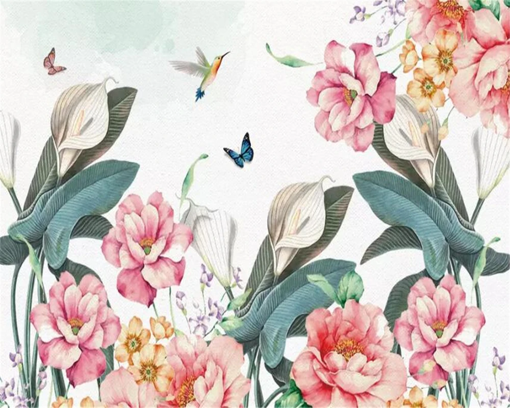 

Индивидуальные обои с рисунком растений и цветов для детской комнаты, декоративное оформление стены за диваном, 3D-фреска, фотообои, papel de parede