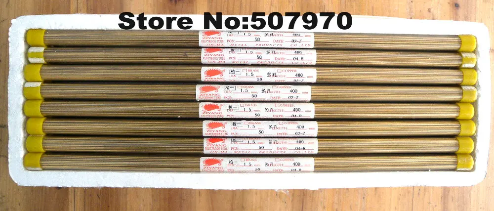 Ziyang Drilling Brass Electrode Tube OD1.5*400mm Single Hole ID0.5mm for EDM Die Drilling Machine