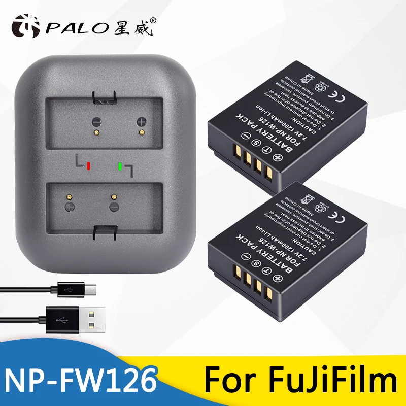 

1200mAh 2x NP-W126 NP W126 NPW126 Batteries & Dual USB Charger for Fujifilm Fuji X-Pro1 XPro1 X-T1 XT1, HS30EXR HS33EXR X PRO1