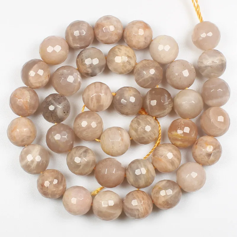 Natural Faceted Sunstone 4-16mm Round beads 15inch ,For DIY Jewelry Making !