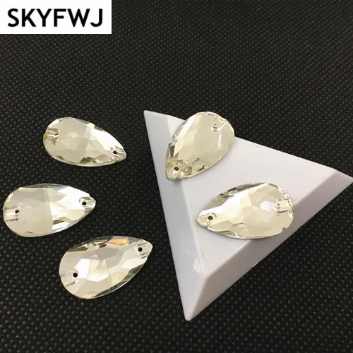 Crystal Clear Teardrop Sew on Rehinestones Droplet Sewing Glass Crystals 7x12mm 11x18mm 13x22mm 16x25mm 17x28mm 22x38mm 10x14mm