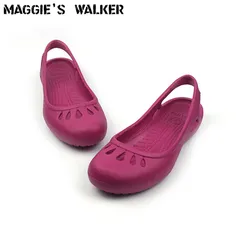 Maggie's Walker Beach Shoes Women Sweet Sandals Summer Fashion Candy-colored Slip-on Resin Wedges Beach Sandals Size 35~40