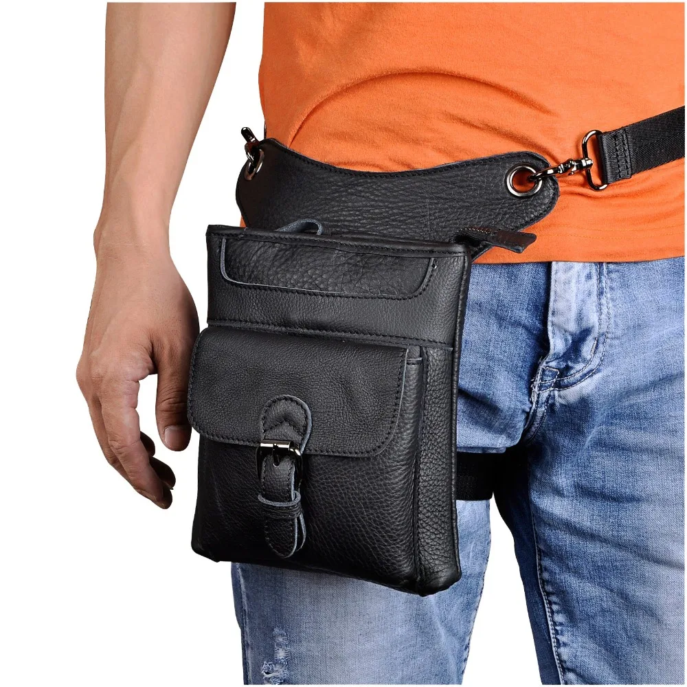 Imagem -02 - Designer de Couro Natural dos Homens de Viagem Cross-corpo Mochila Moda Fanny Cinto Pacote Gota Coxa Perna Bolsa Telefone 21112