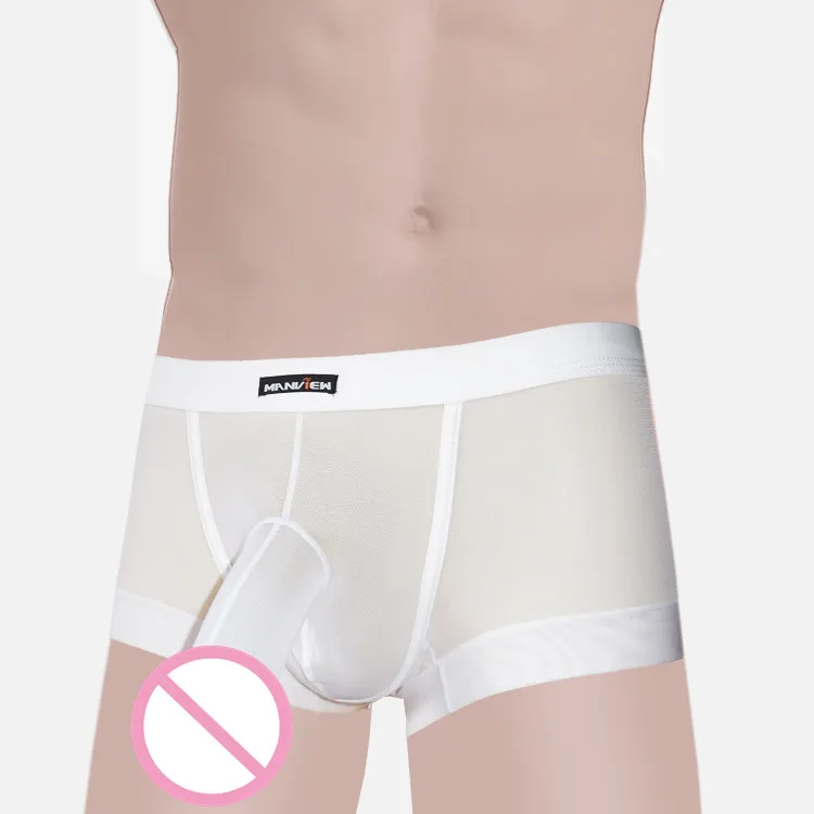 Free shipping Manview Male panties transparent boxers male trunk pouch low-waist sexy egg sexy gauze men underwear