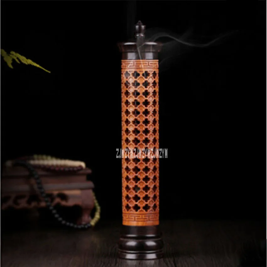 

New Arrival Vertical Hollow Sinking Sandalwood Incense Furnace Incense Holder Wood Incense Burners Buddhist Supplies Hot Selling