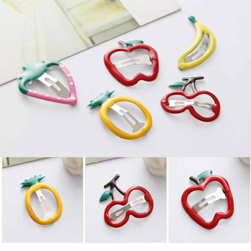 Newly Candy Color Girls Hairpin BB Clips Snap Band Hairpins Kids Hair Accessories Fruit Colorful Children Headwear