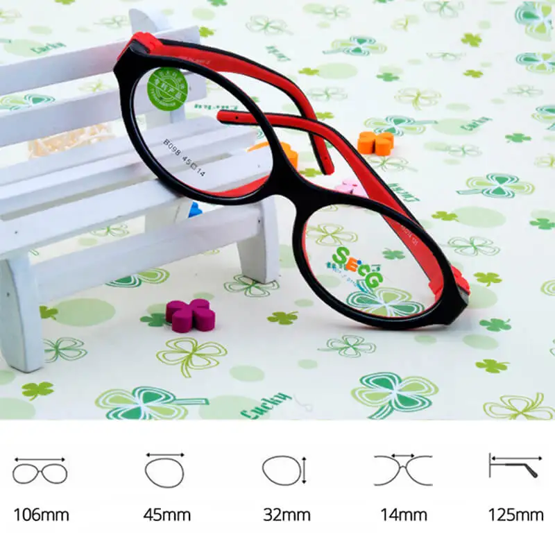 SECG Cute Round Kids Glasses Frame Silicone Optical Myopia Detachable Solid Flexible Soft Children Glasses Eyewear Spectacles