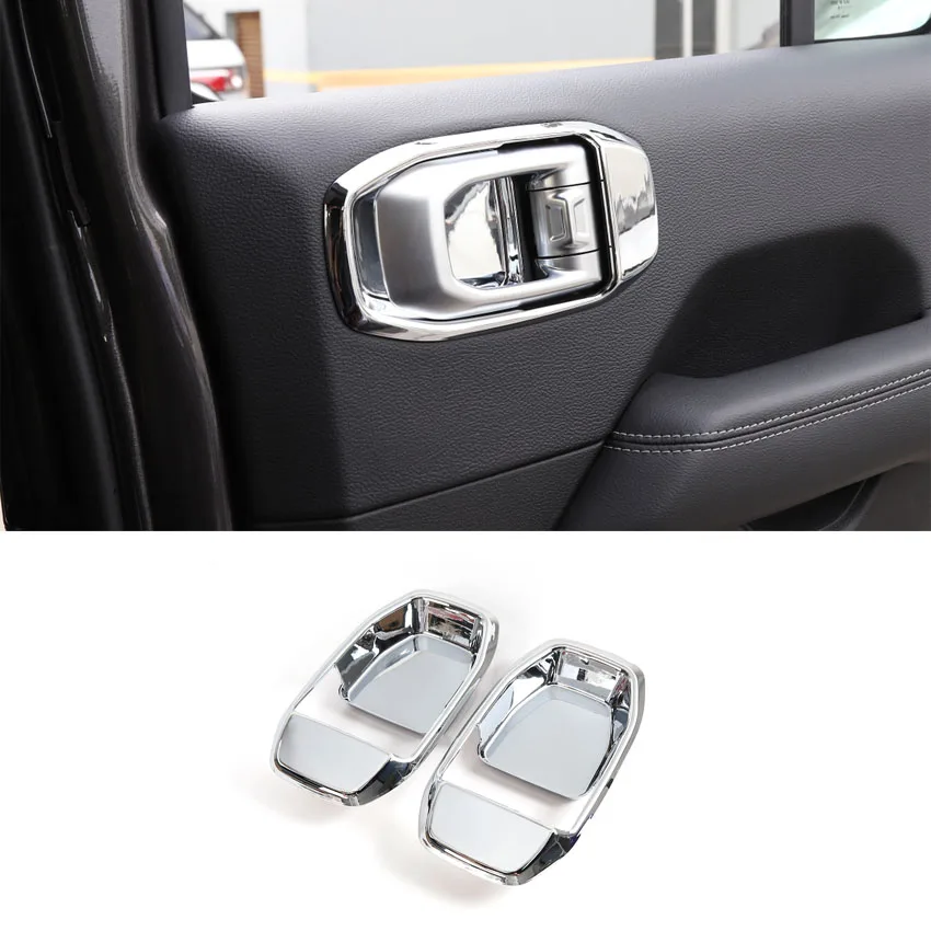 

For Jeep Wrangler JL 2 Doors 2018+ Car Interior Door Handle Bowl Cover Bezel Moldings Interior Car Styling Accessories ABS