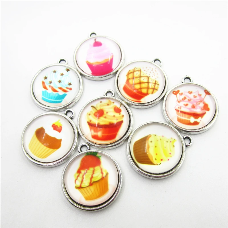 New Arrive 20pcs Mix Cupcake Dangle Charms DIY Bracelet&Bangles Necklace Pendants Jewelry Accessory Hanging Floating Charms