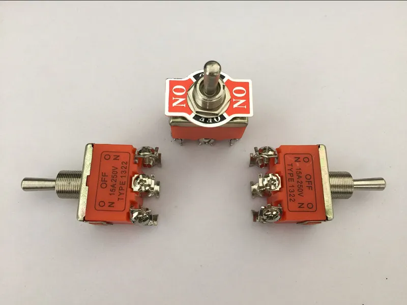 10PCS 6-Pin ON-OFF-ON Toggle Switches 15A 250V