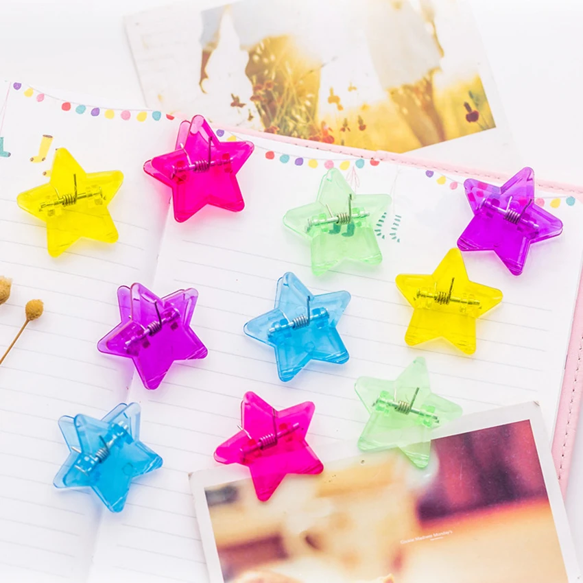 3PCS/Lot Creative Transparent Star Small Clip Colorful Plastic Clip for File Test Paper Memo DIY Photo Decorative Clip Holder